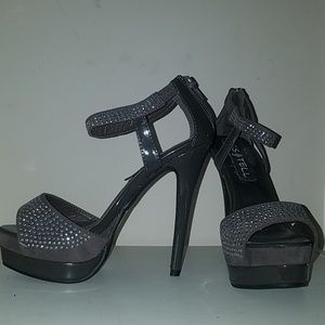 Studded Gray Heels
